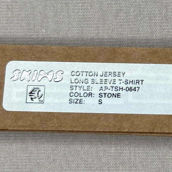 Skims Cotton Jersey Long Sleeve Top Stone Rare Discontinued Color Size S NWT - Picture 4 of 9